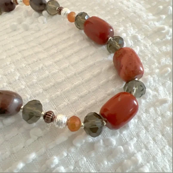 Signature Red Jasper Creek Jasper Carnelian Smoky Quartz Gemstone Necklace - Picture 5 of 6